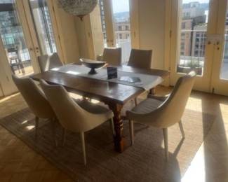 Distressed oak dining table 72" x 42" x 30". Trundle table with (2) 24" extensions asking $600