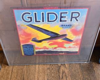 ORIGINAL ORANGE CRATE LABEL VINTAGE GLIDER AVIATION FILLMORE 1930S VENTURA CO