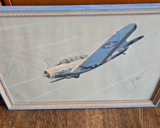 Signed print by artist Harry Jaffe.  Douglas "Devastator" Airplane 