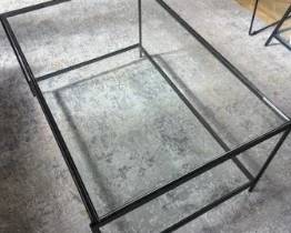 Metal and glass coffee table 3' x 2' two tier $300