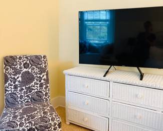 1 of a kind chair, large TV, wicker set of furniture