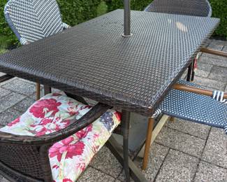 Patio table-seats 4 to 6 comfortably-good condition