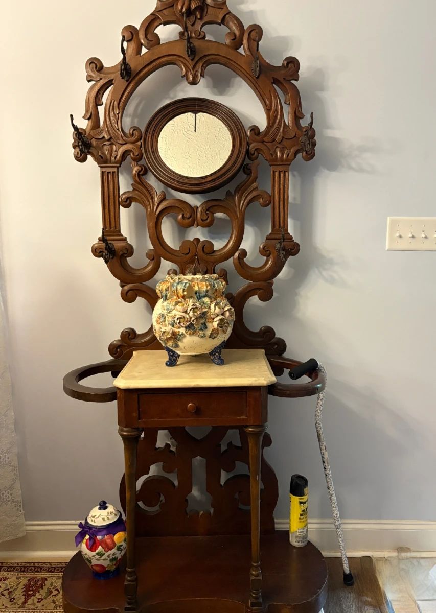 Victorian Walnut Hall Tree/Hat Rack