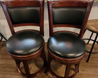 Wood/Leather Upholstered Bar Stools