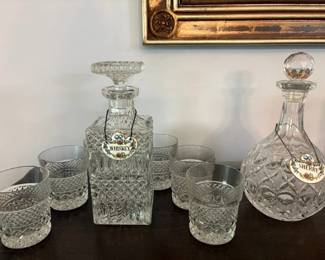 Misc Crystal and Diamond Cut Glass Decanters/ Barware