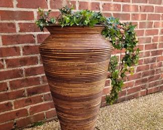 MCM 1970s Italian Pencil Reed 27" Tall Large Floor Vase