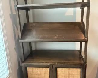 MidCentury Bookcase With Rattan Doors