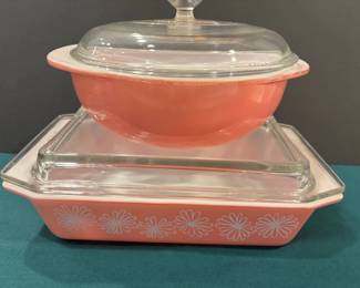 Pyrex Pink Daisy Casserole Dish Round Casserole Dish