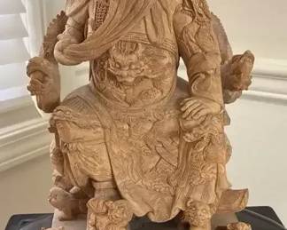 Edo Period Boxwood Carving Of Tenjin