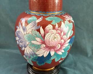 Red Cloisonn Jardinieres