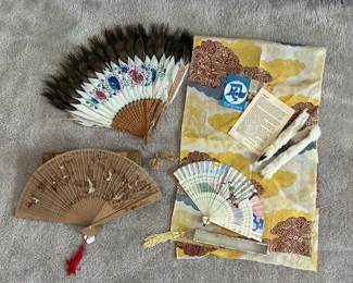 Feather Fan For Repair And Japanese Silk