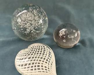 Bohemia Crystal Paperweight And Glass Heart
