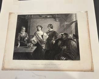 Antique Steel Engraving Winters Tale