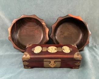 Carved Wood Bowls And Jewelry Box