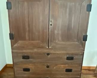 Antique Japanese Double Kimono Kiri Wood Tansu