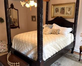 Four poster walnut bed 