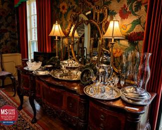 Very large mahogany ball and claw foot buffet