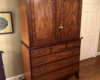 Antique English linen press in pristine condition
