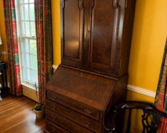 Walnut double bonnet with walnut veneer drawers 