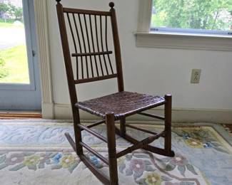 243 ladderbackwoodenrockingchairhandwo