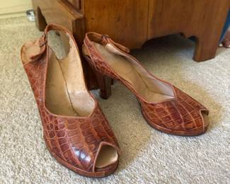 295 vintagecubanalligatorleatherslingbac