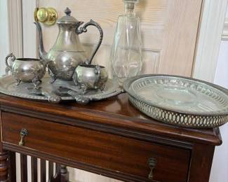 188 antiquesilveroncopperteaset8pcor