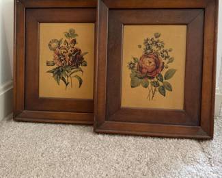 158 pairof11x13vintageframedfloralart
