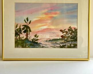 211 originalwatercolorcoastalsunsetsigne