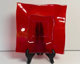 150 redfusedglasssquaredecorativeplate
