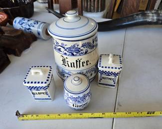 Item 42: Blue White Porcelain Spice Items, $30. all