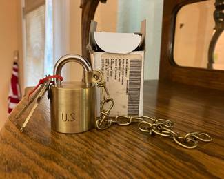 U.S. Army Cylindrical Brass Padlock made by American Lock Co.