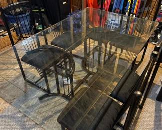 247 glassdiningtablewith6modernblackm