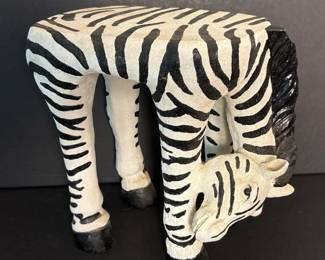139 handpaintedzebrashapedaccentstool