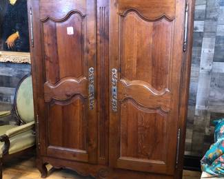 Very manageable size antique French provincial armoire