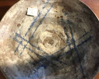 Large ceramic bowl signed double stop