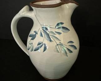 087 paintedleafstonewarepitcher