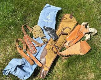 116 vintageleathergunholsterscanvasrifl