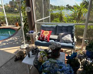 Patio furniture/ artificial flowers