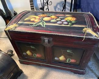 Wooden trunk with fruit motif