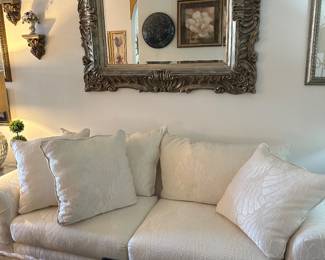 White shell pattern upholstered sofa