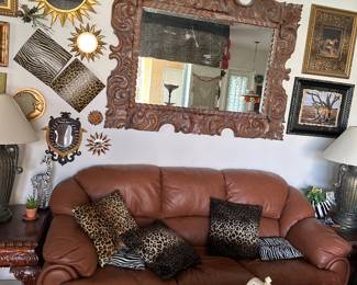 Brown leather sofa