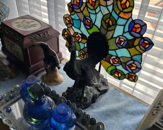 Peacock/blue glass perfume bottles