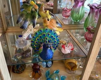 Peacock, glass animals