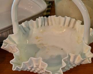 Milk glass candy dish
