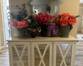 Cabinets and faux flowers