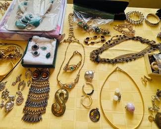 Two tables full of jewelry