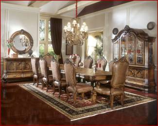 Grand living with a complete dining, sideboard with mirror, fab china cabinet, and entertainment center ALL Michael Armini Collection if purchased together will be getting the most incredible pricing. Deal of the century