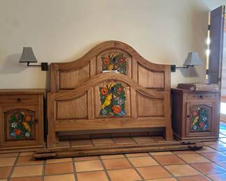 King Sized Head Board and Two Night Stands
