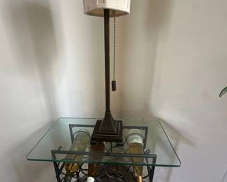 Glass side table & lamp