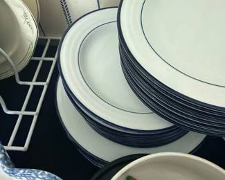 Mikassa service for 8 bowls dinner plates and cake plates indigo